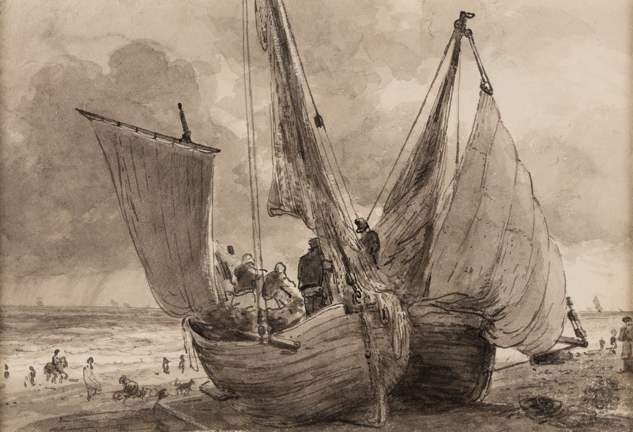 Lugger och Hog boat, Brighton av John Constable