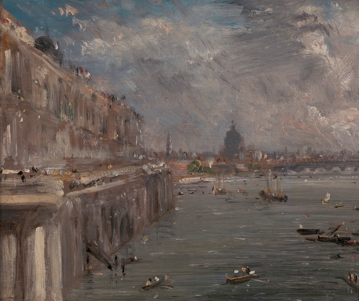 Somerset House Terrace från Waterloo Bridge av John Constable