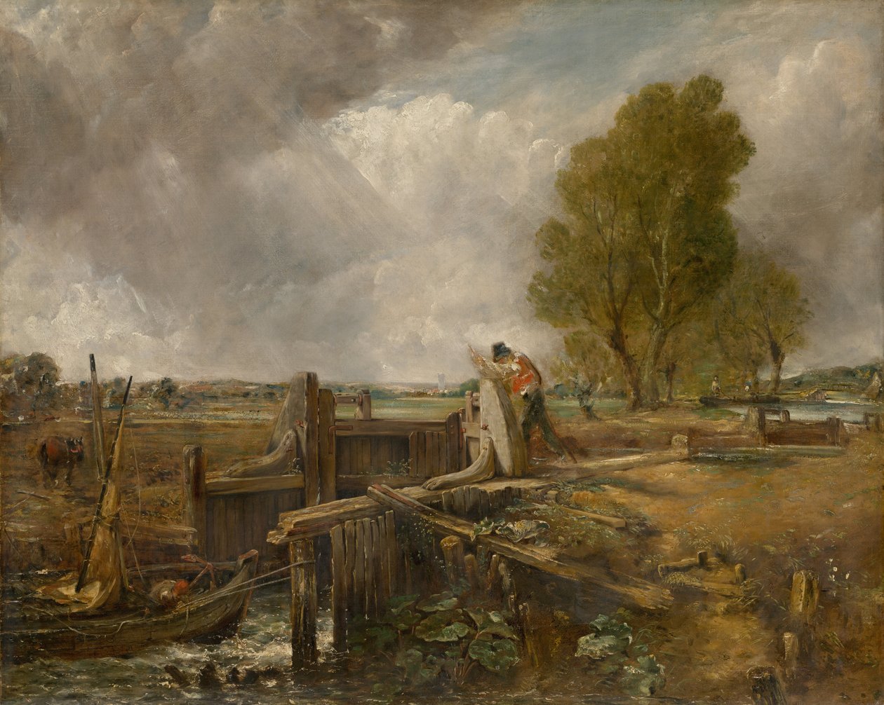 Studie av "En båt som passerar en sluss" av John Constable