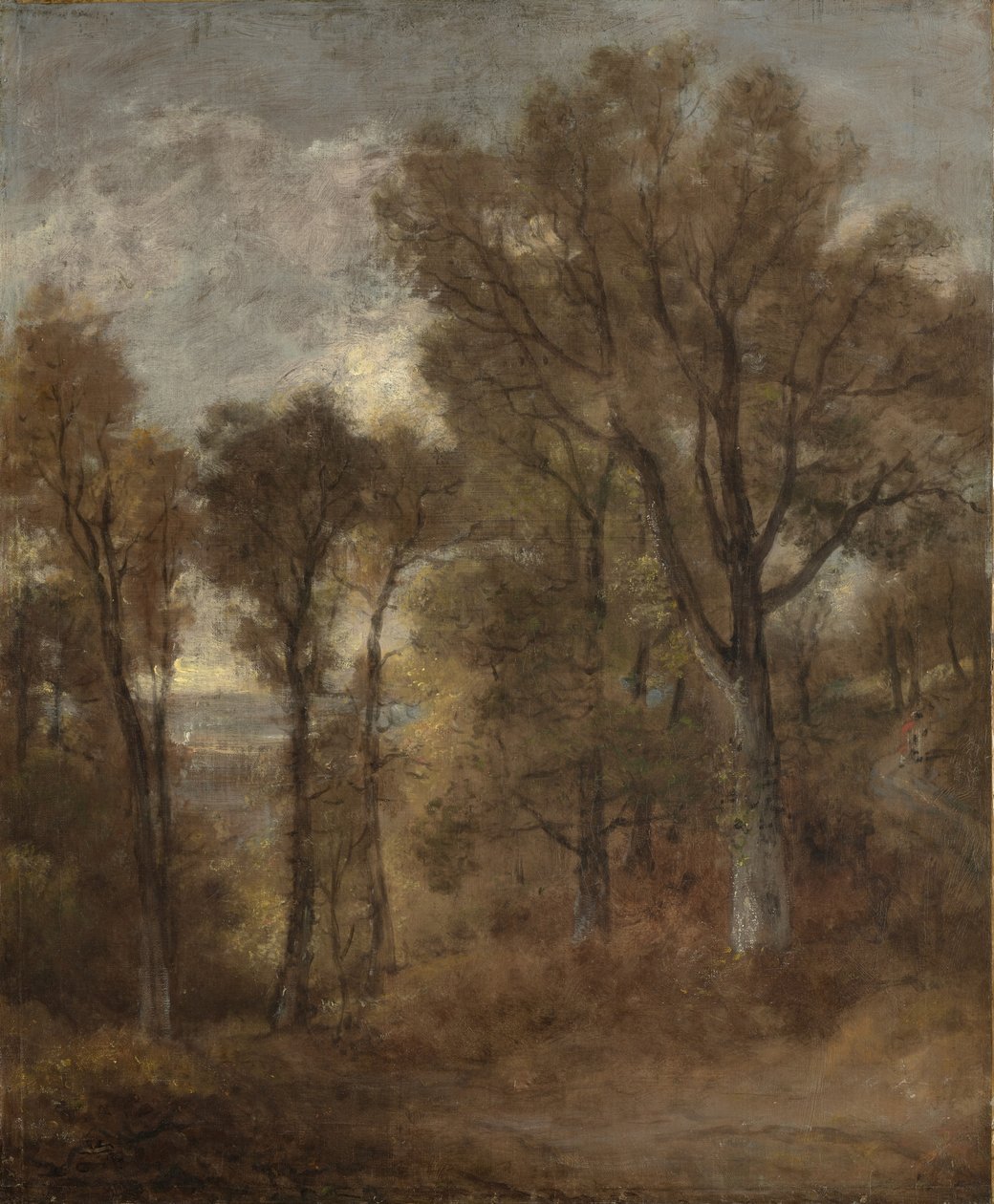 Skogsscen med utsikt över Dedham Vale, c.1802-03 av John Constable