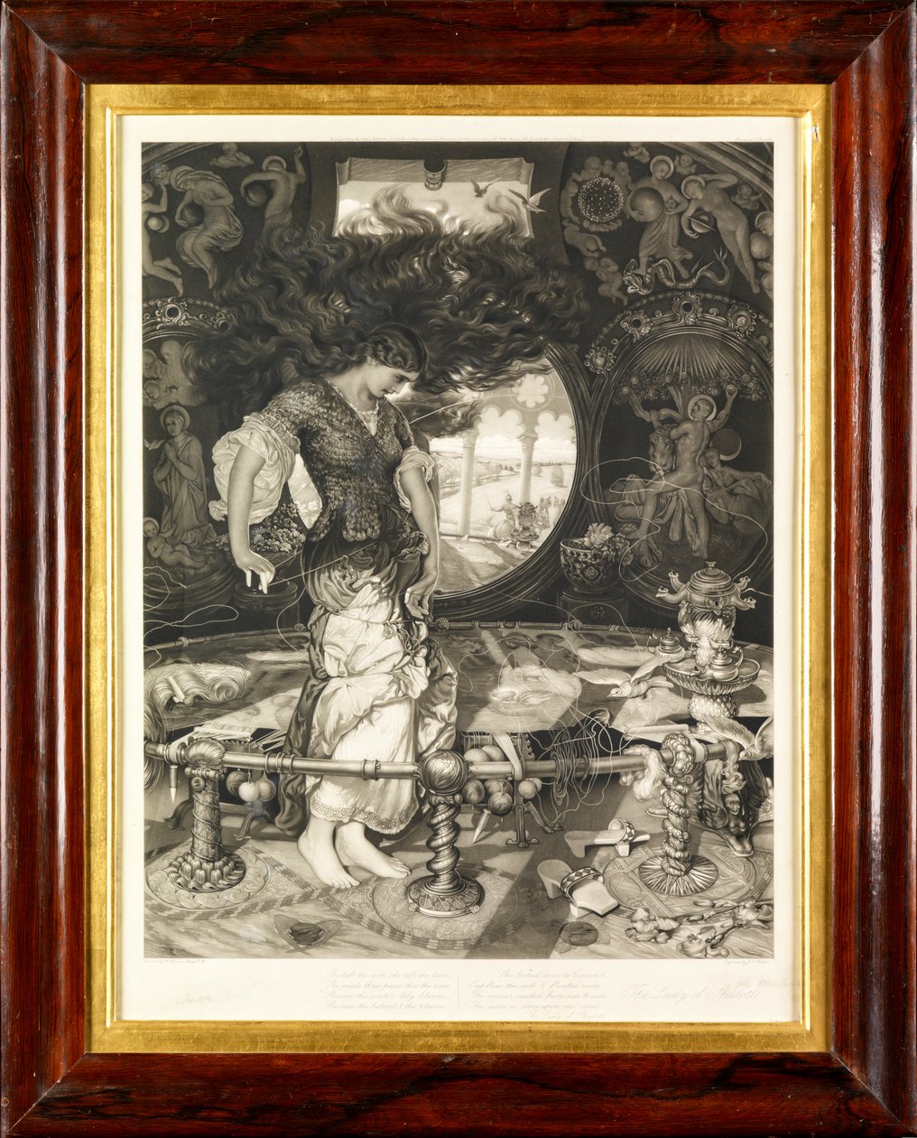 The Lady of Shalott (mezzotint) av John Douglas Miller
