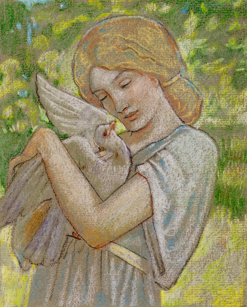 Flicka med en duva (pastell) av John Duncan