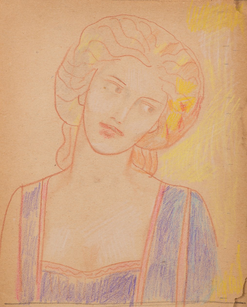 Untitled [Medeltida kvinnofigur] (penna) av John Duncan