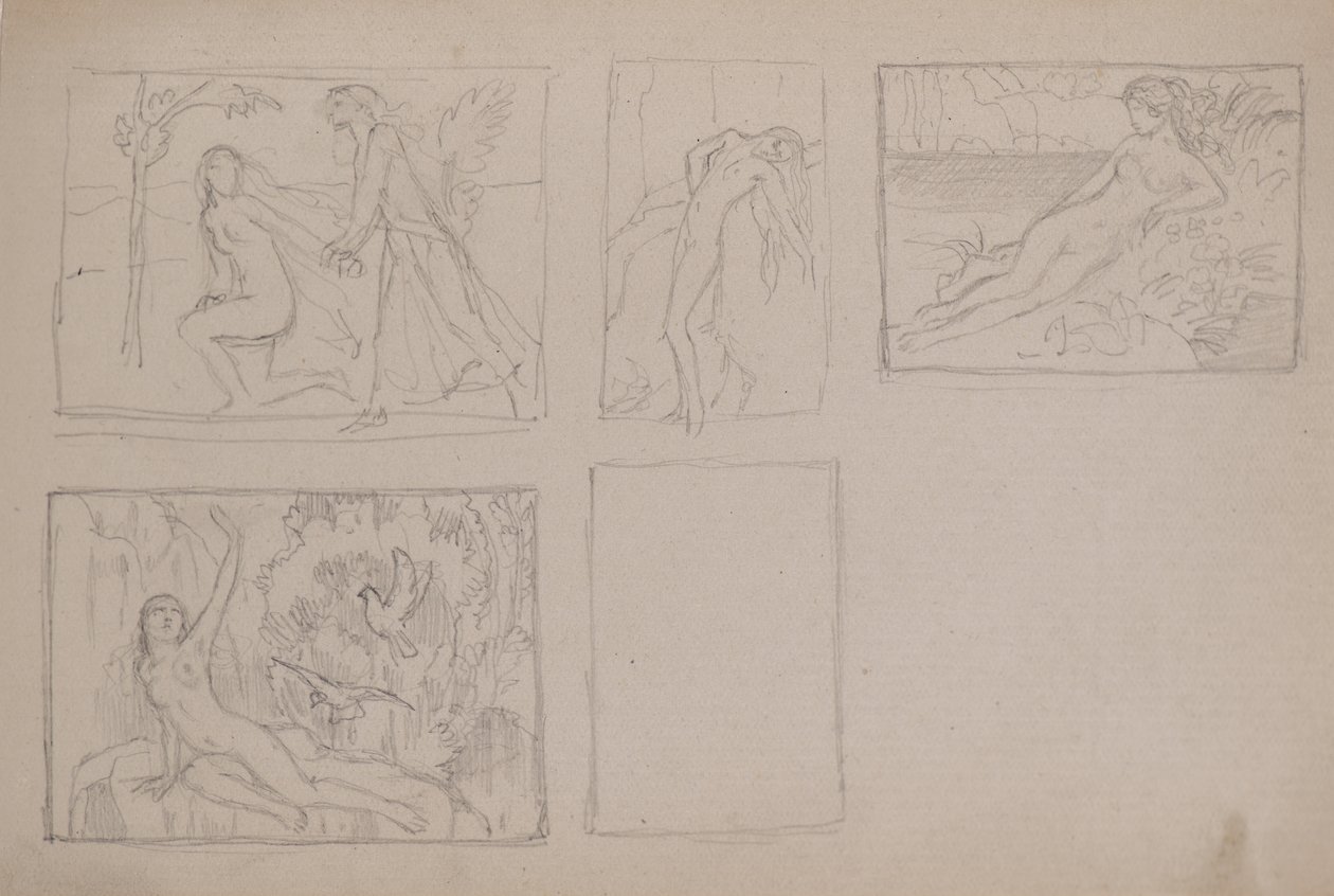 Untitled [Nakenfigurer i ett landskap (penna) av John Duncan