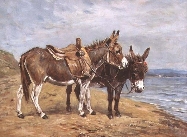 Seaside Donkeys (olja på duk) av John Emms