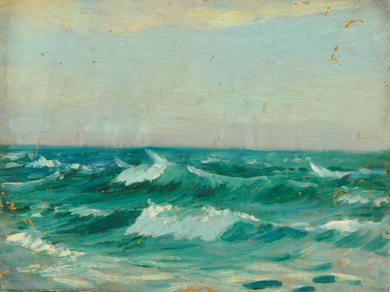 Havslandskap, ca 1909 (olja på massakartong) av John Everett