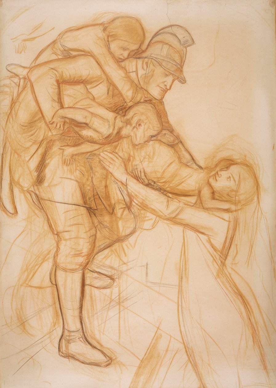 Tecknad film för "Räddningen", c.1855 av John Everett Millais