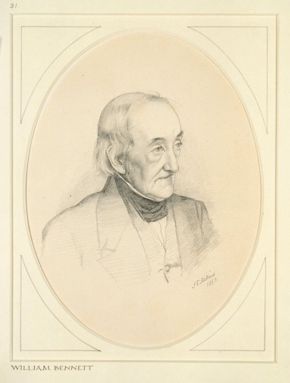 Porträtt av William Bennett, 1850 av John Everett Millais