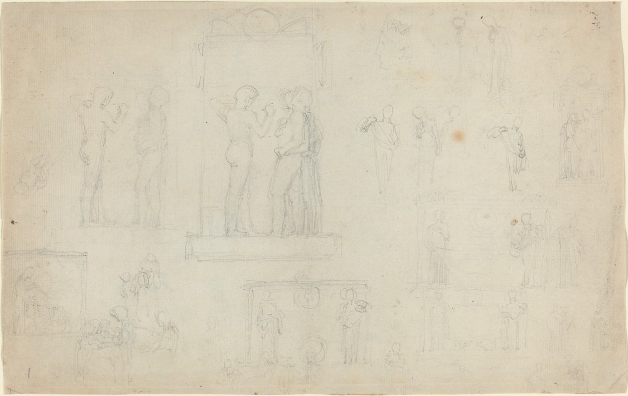 Skissark [recto and verso] av John Flaxman