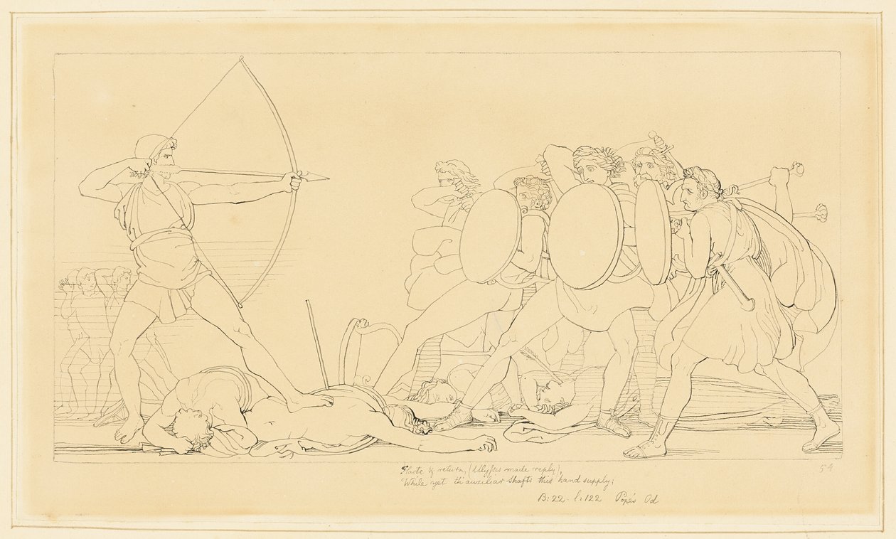 Ulysses dödar friarna av John Flaxman