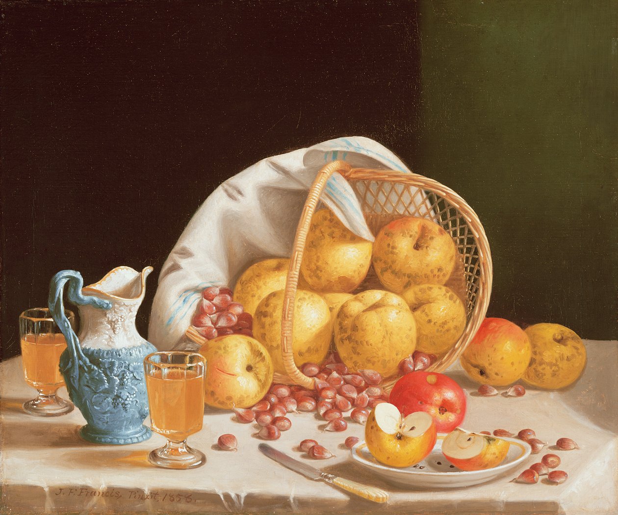 Stilleben med gula äpplen, 1858 av John Francis