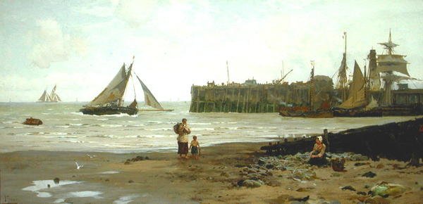 Lågvatten, Whitstable Harbor av John Fraser
