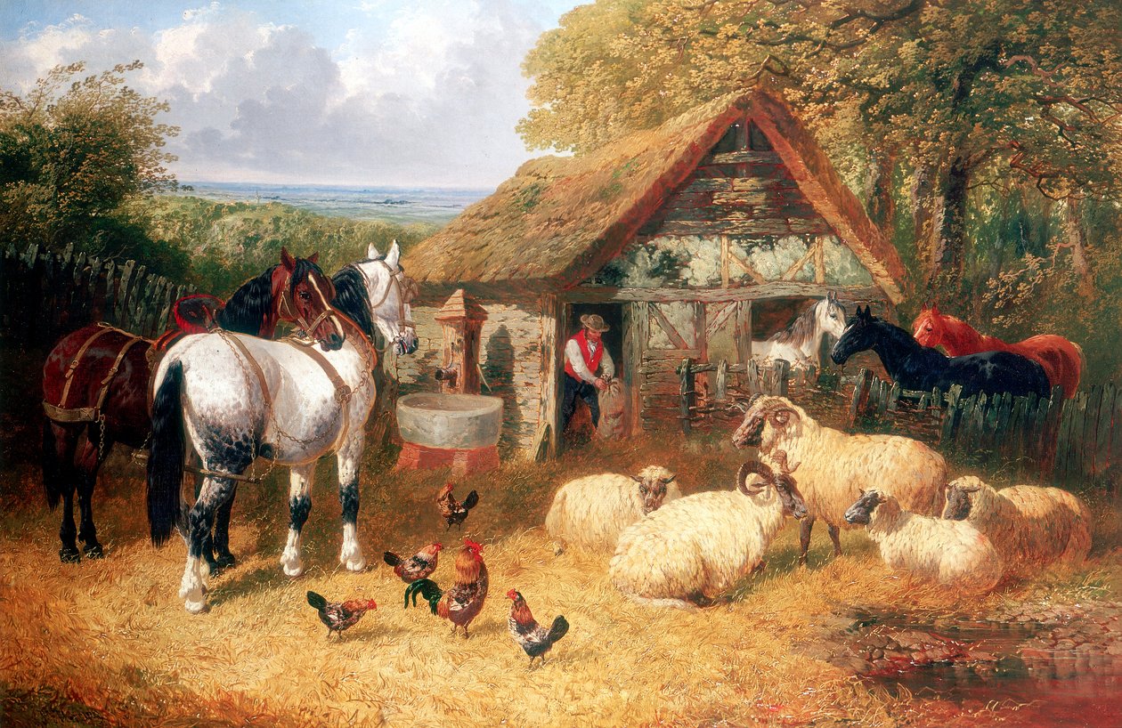 Gårdsscen, c1840-c1900 av John Frederick Herring II