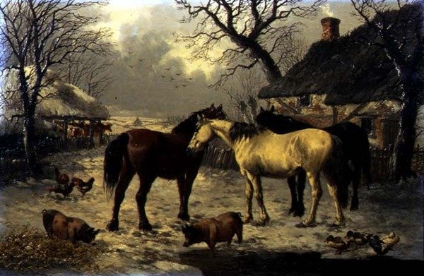 En vintergårdsscen av John Frederick Herring Jnr