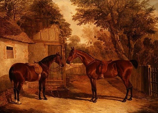 Bay Hunters utanför en bondgård av John Frederick Herring Senior