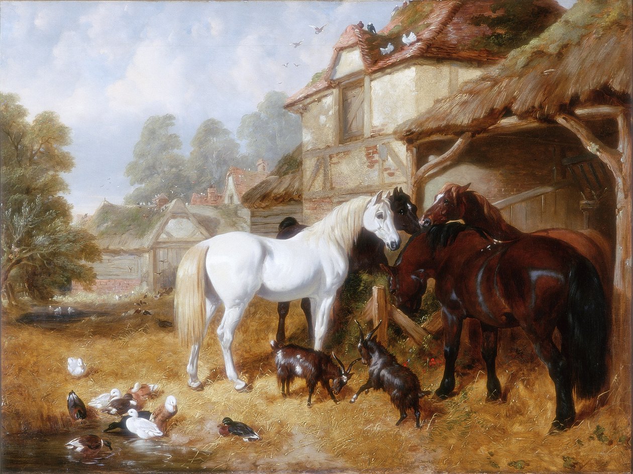 Hästar på en gård av John Frederick Herring Senior