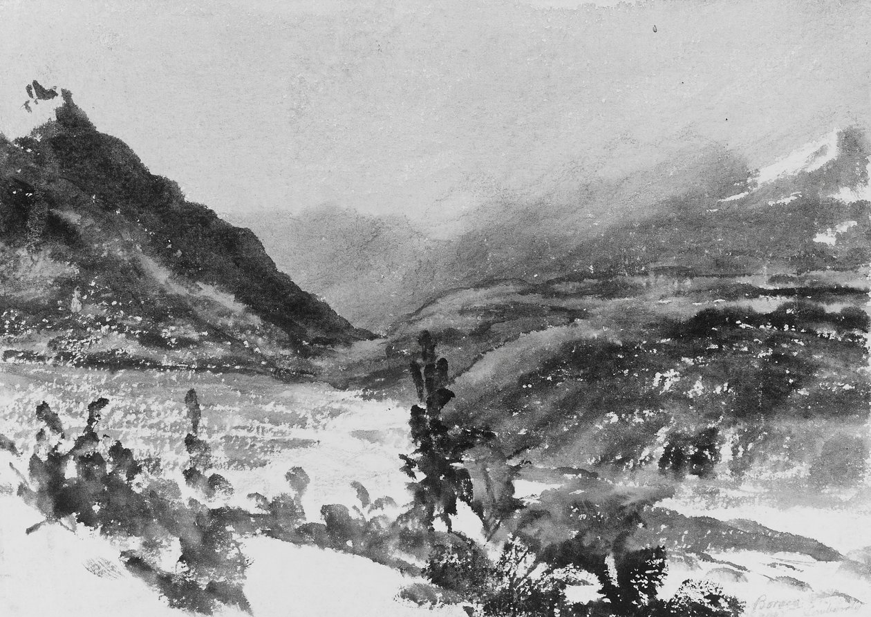 Bergslandskap, Lombardiet, . av John Frederick Kensett.