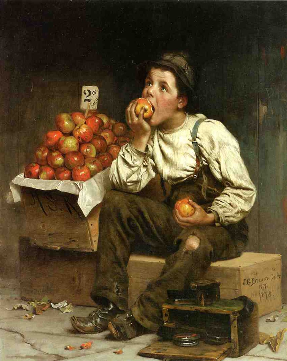 En pojke som äter äpplen, 1878 av John George Brown