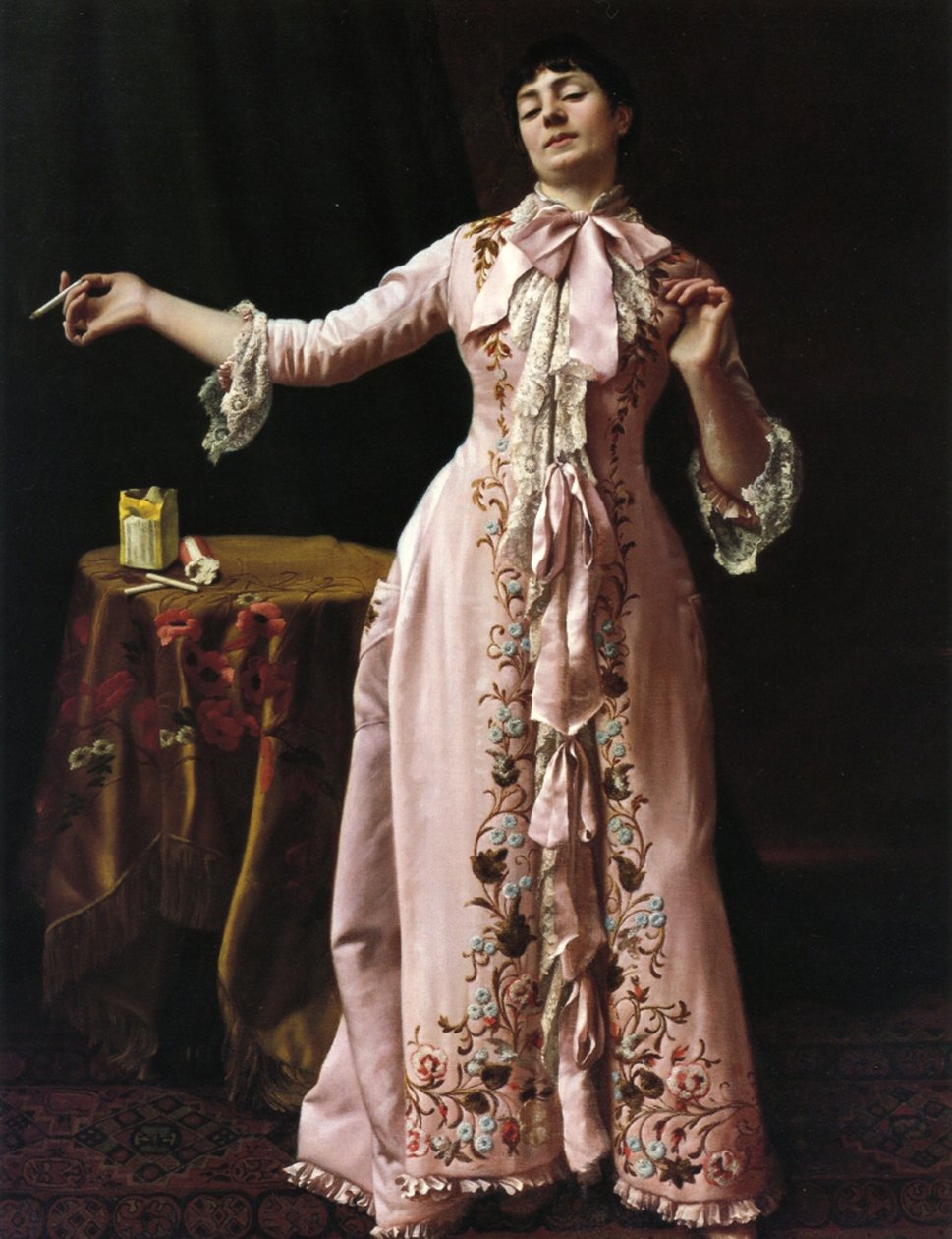 Kvinna som röker, 1895 av John George Brown