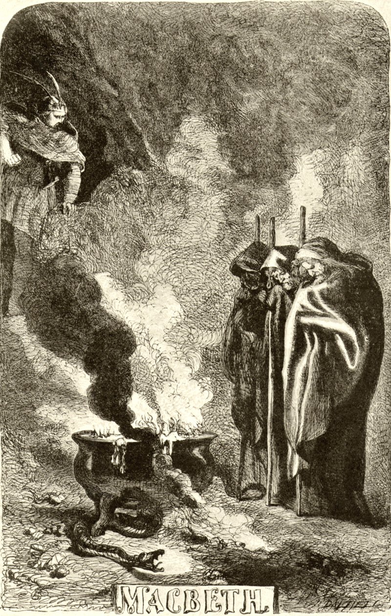 SHAKESPEARE - Macbeth - de tre häxorna av John Gilbert