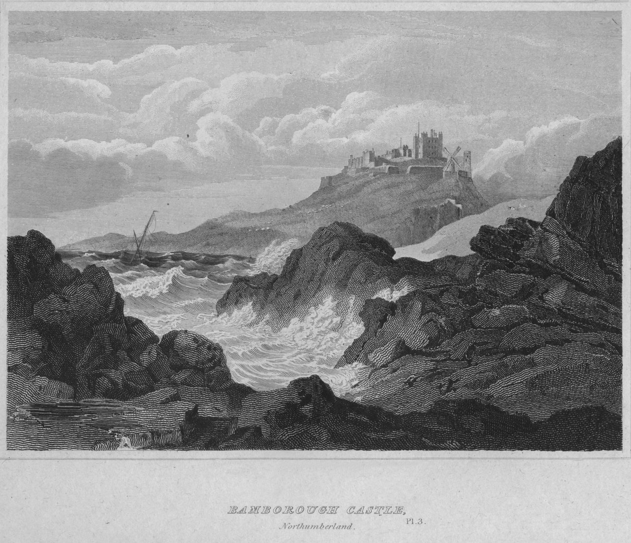 Bamburgh Castle, Northumberland, 1814 av John Greig