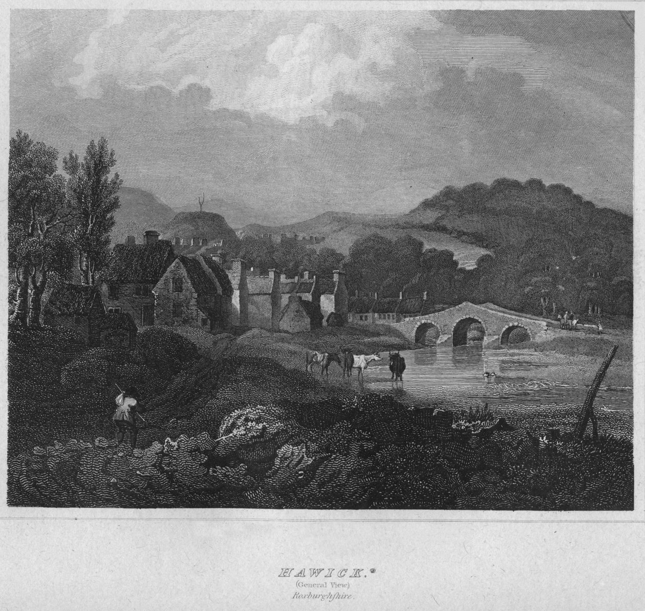 Hawick. Allmän vy. Roxburghshire, 1814 av John Greig