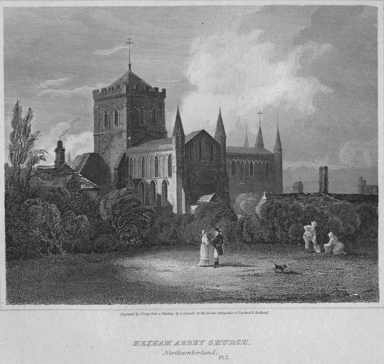 Hexham Abbey, Church, Northumberland, 1814 av John Greig