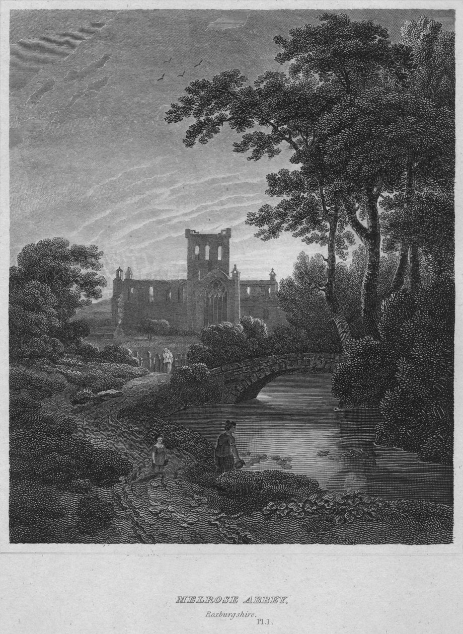 Melrose Abbey, Roxburghshire, 1814 av John Greig
