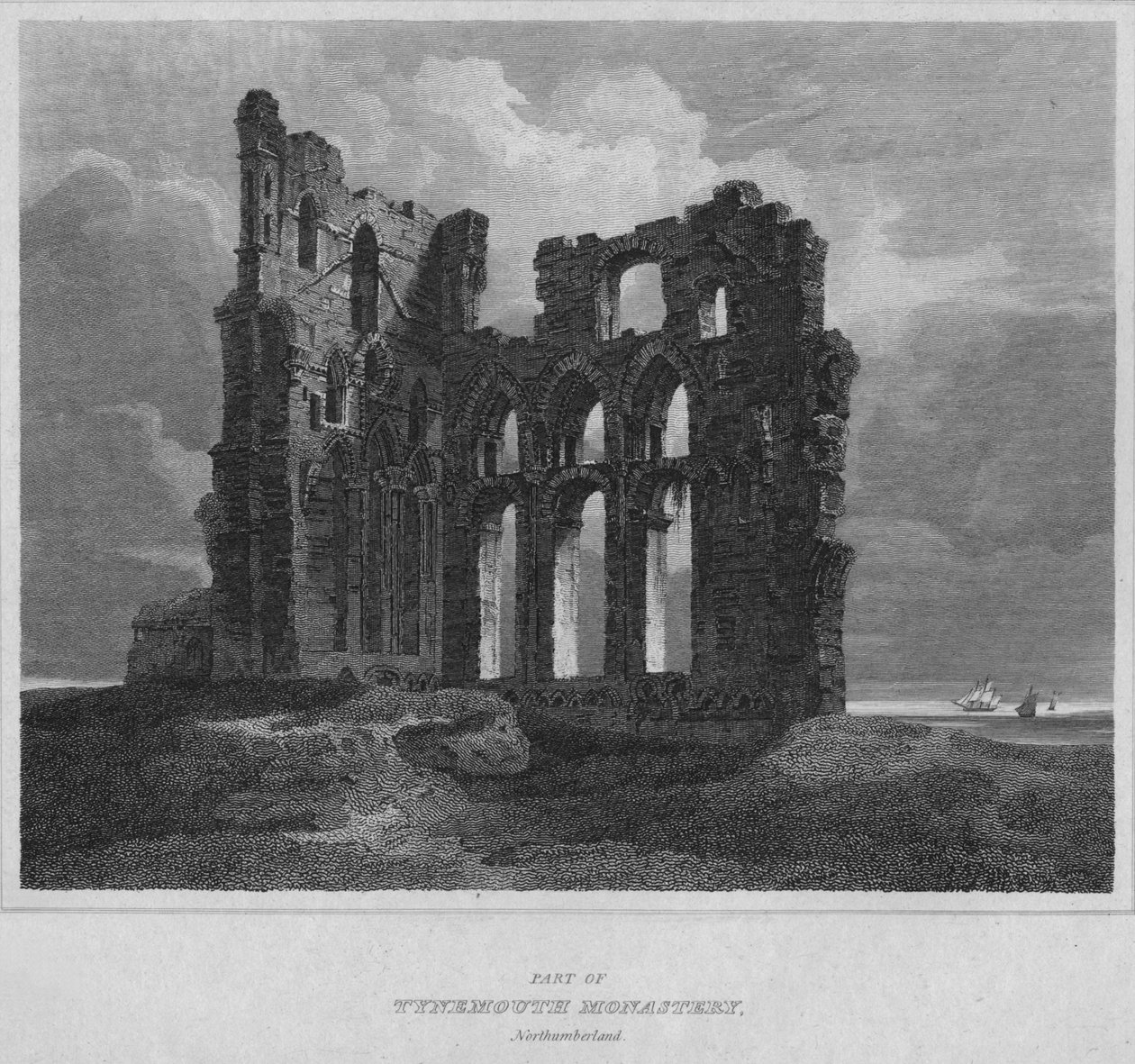 En del av Tynemouth Monastery. Northumberland, 1814 av John Greig
