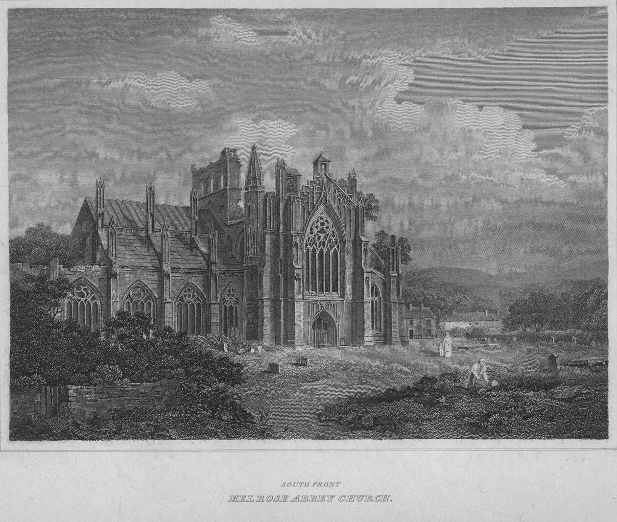 South Front - Melrose Abbey Church, 1814 av John Greig