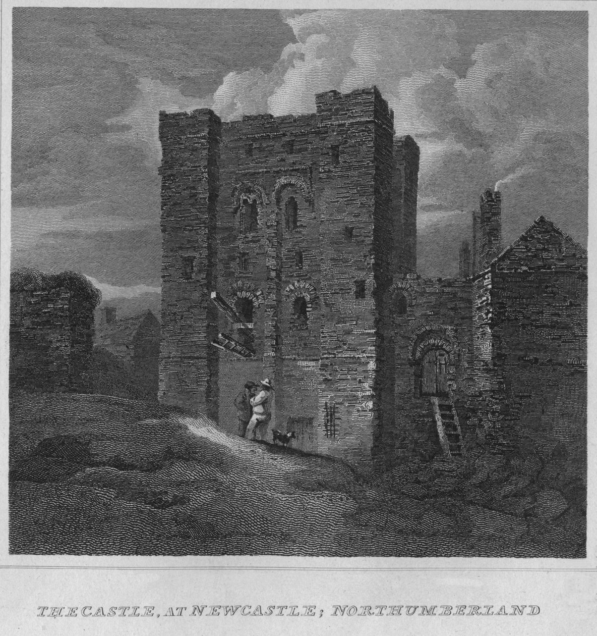 Slottet i Newcastle, Northumberland, 1814 av John Greig