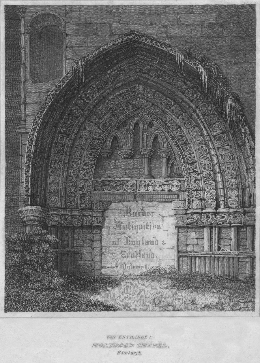 Västra ingången till Holyrood Chapel, Edinburgh, 1814 av John Greig