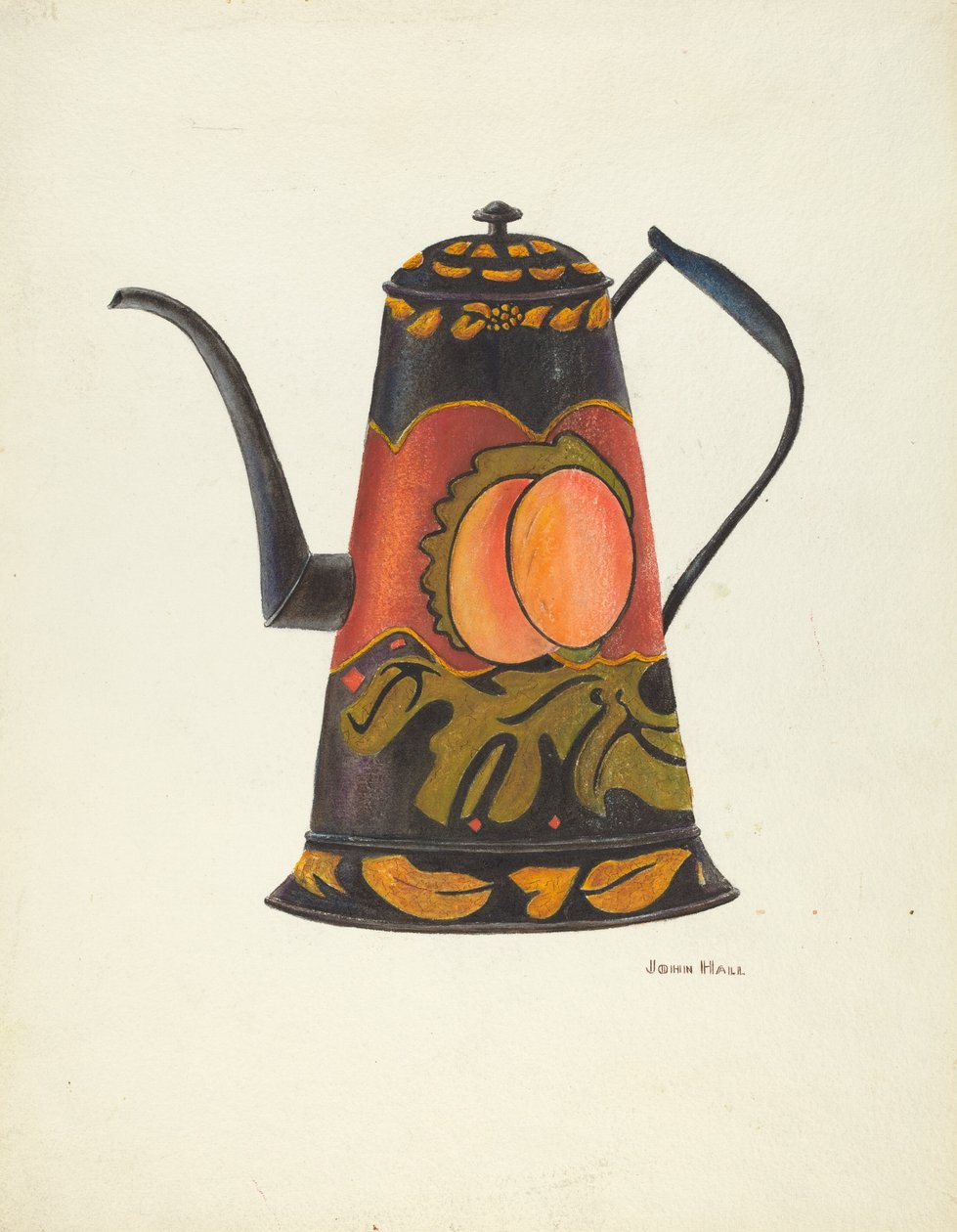 Toleware kaffekanna, 19351942. av John Hall