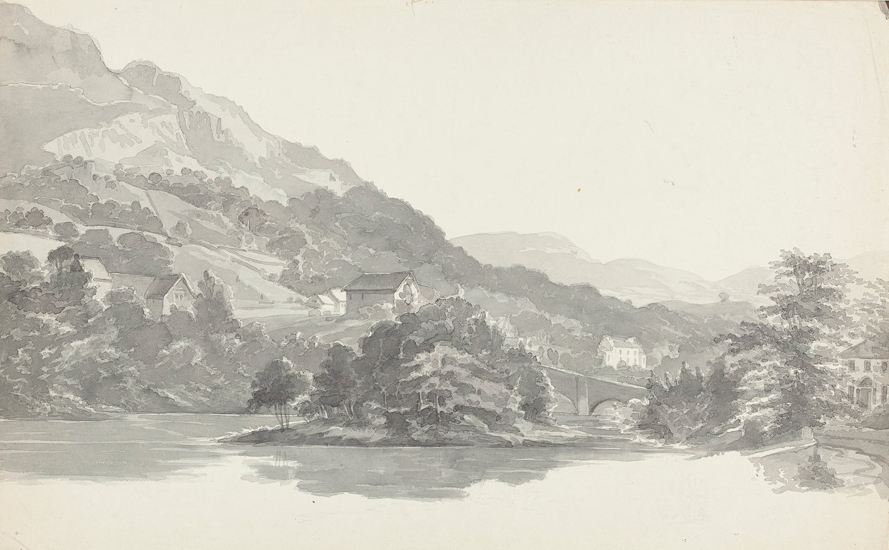 Bridge, Lake District, Cumbria (wc på papper) av John Harden