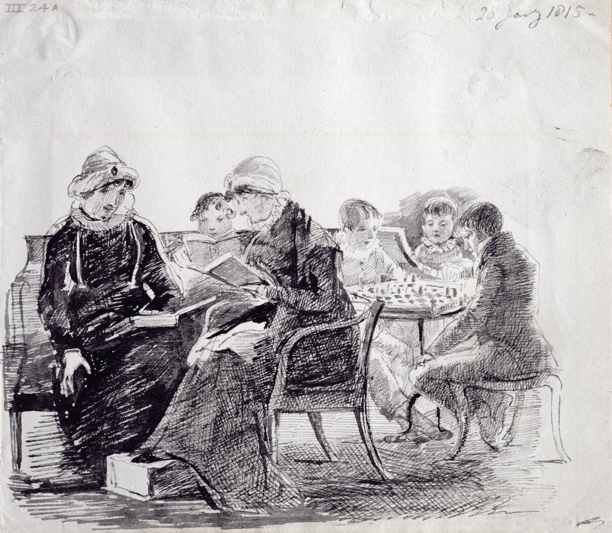 Koncentration, 1815 (penna och bläck på papper) av John Harden
