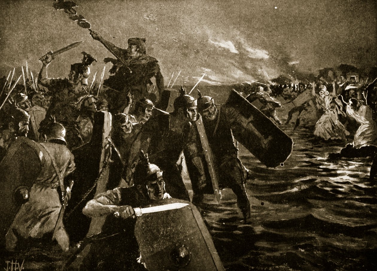 Den romerska attacken på Anglesey av John Harris Valda