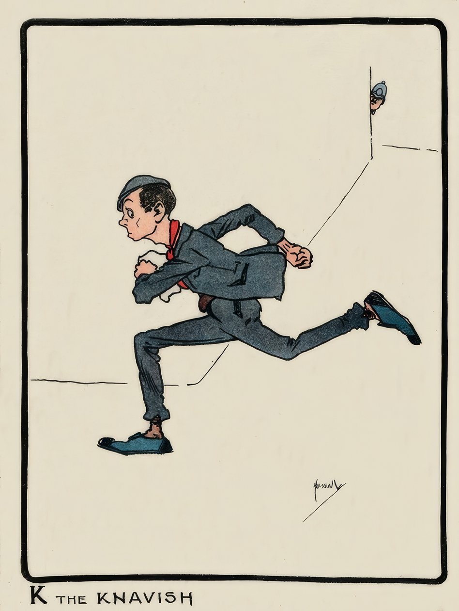 K the Knavish / J. Hassall / teckning, 1903 av John Hassall