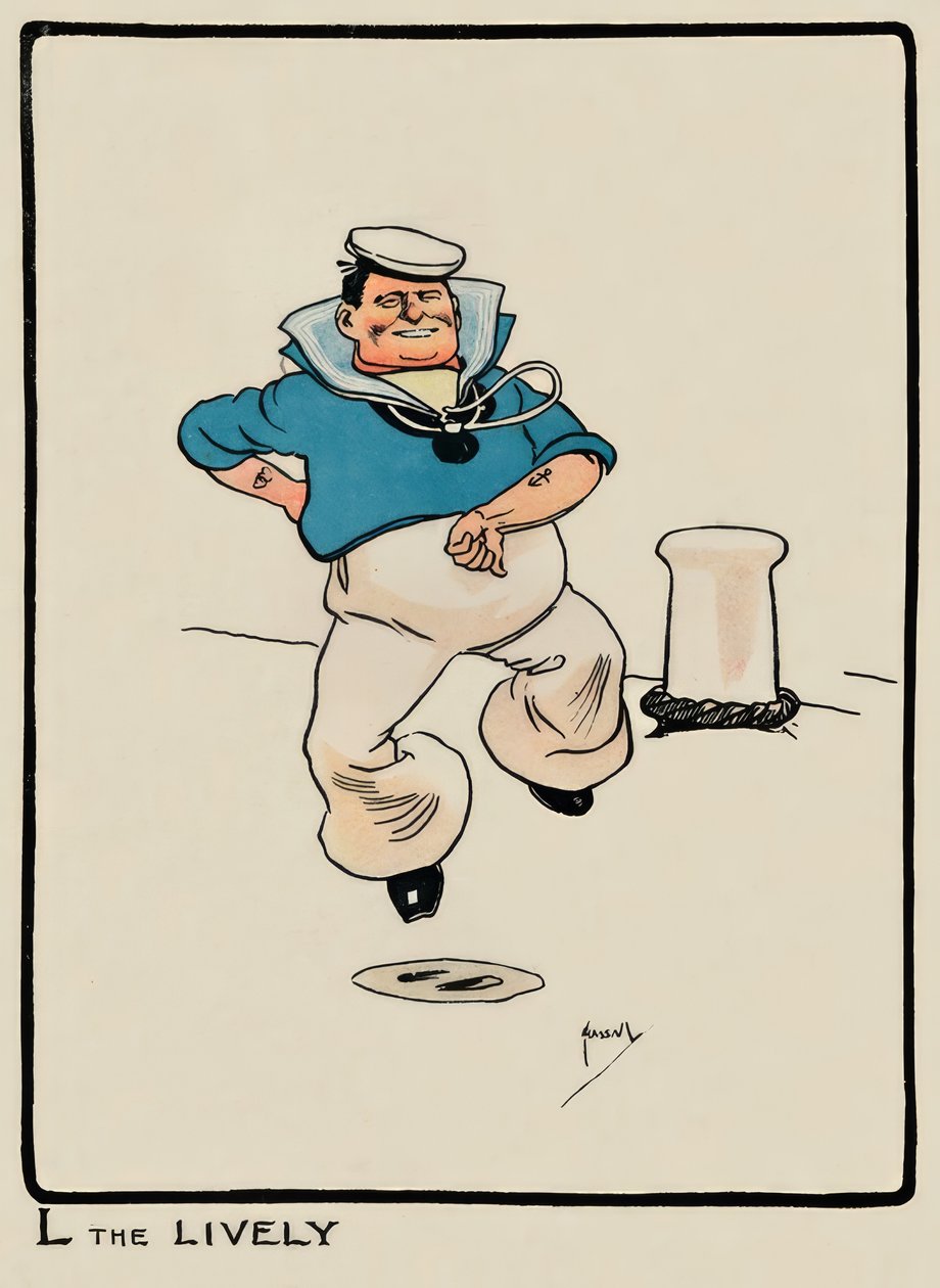 L den livlige / J. Hassall / Zeichnung, 1903 av John Hassall