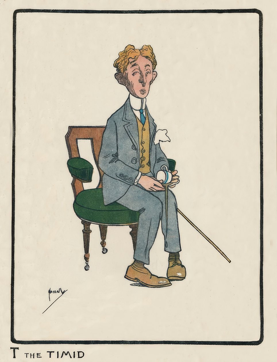 T den timida / J. Hassall / Teckning, 1903 av John Hassall