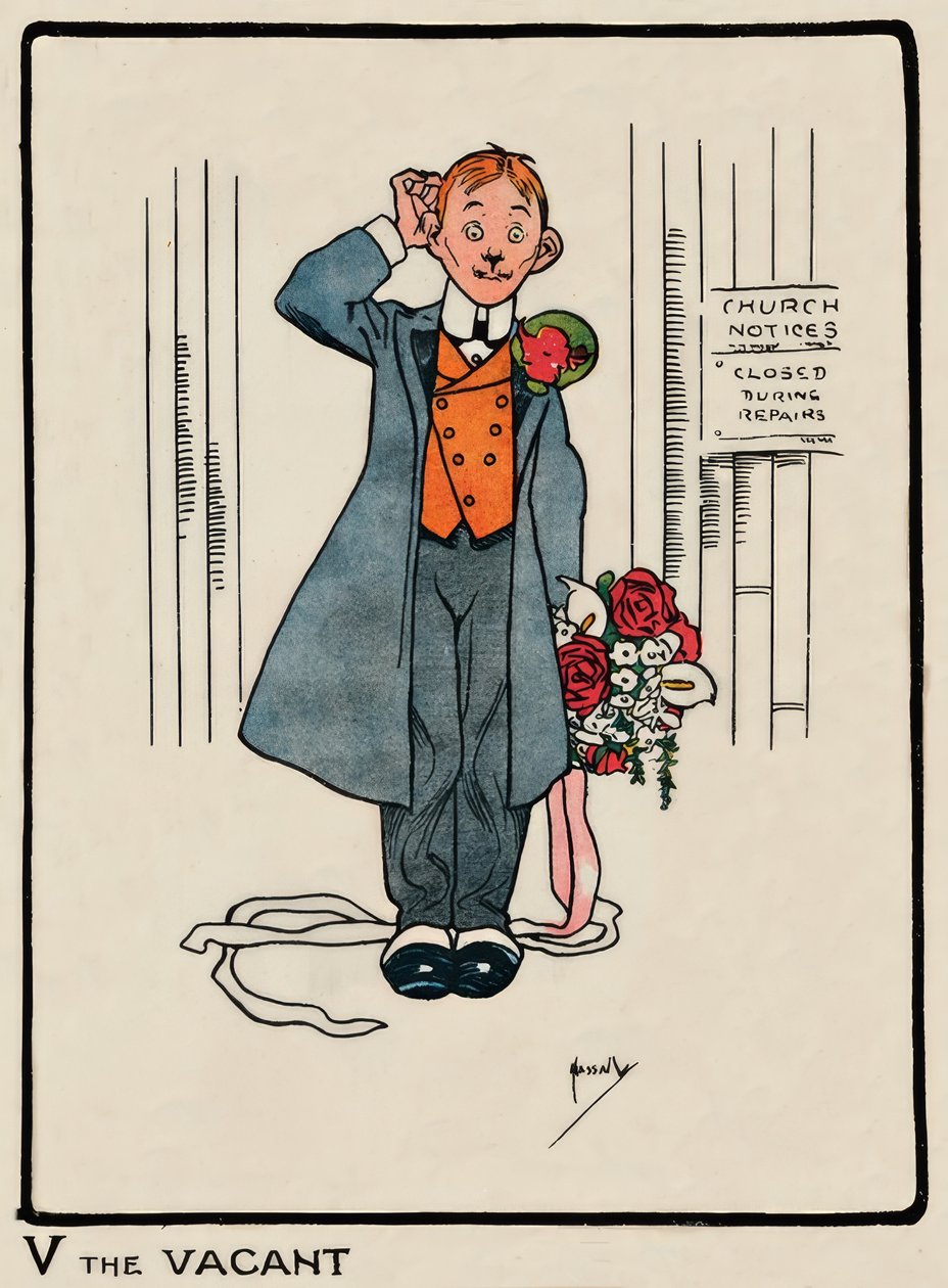 V den ledige / J. Hassall / ritning, 1903 av John Hassall