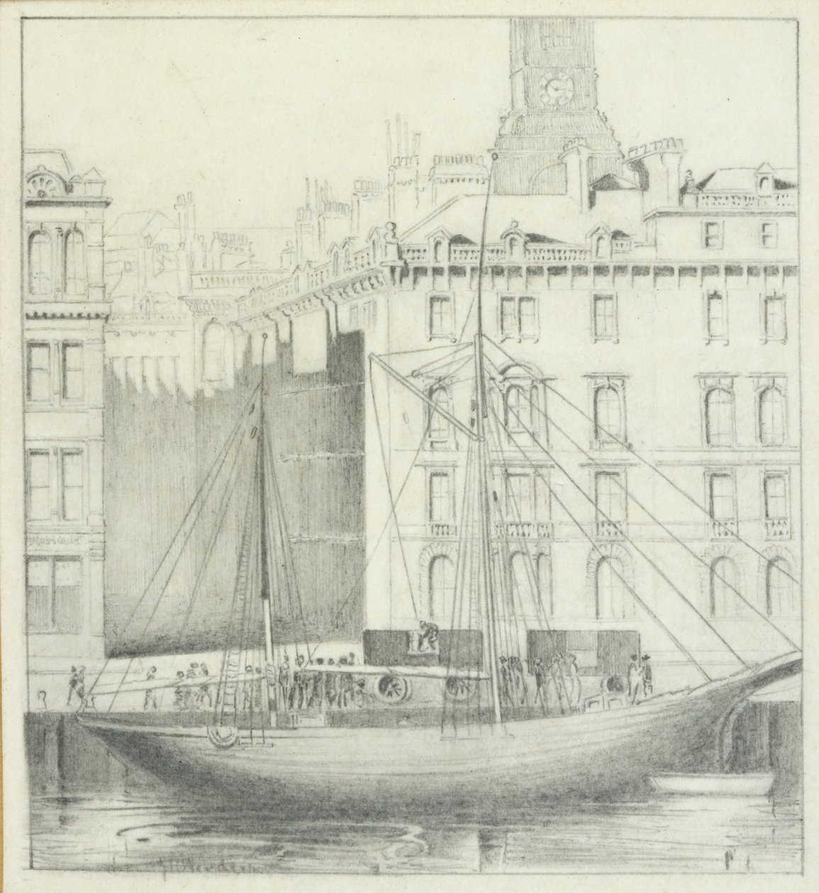 Quayside, Newcastle (penna på kort) av John Henderson