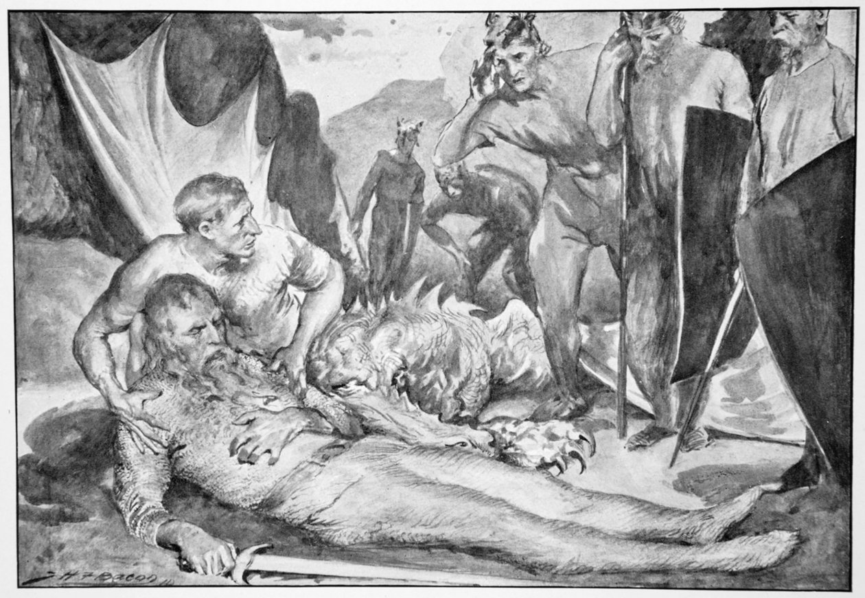 "Beowulfs död", 1910. av John Henry Frederick Bacon