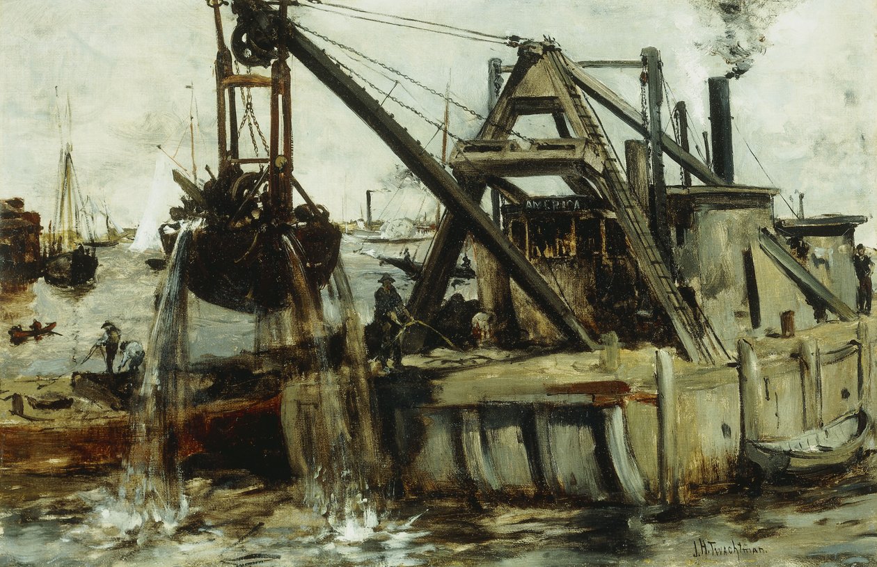 Muddring i East River, av John Henry Twachtman