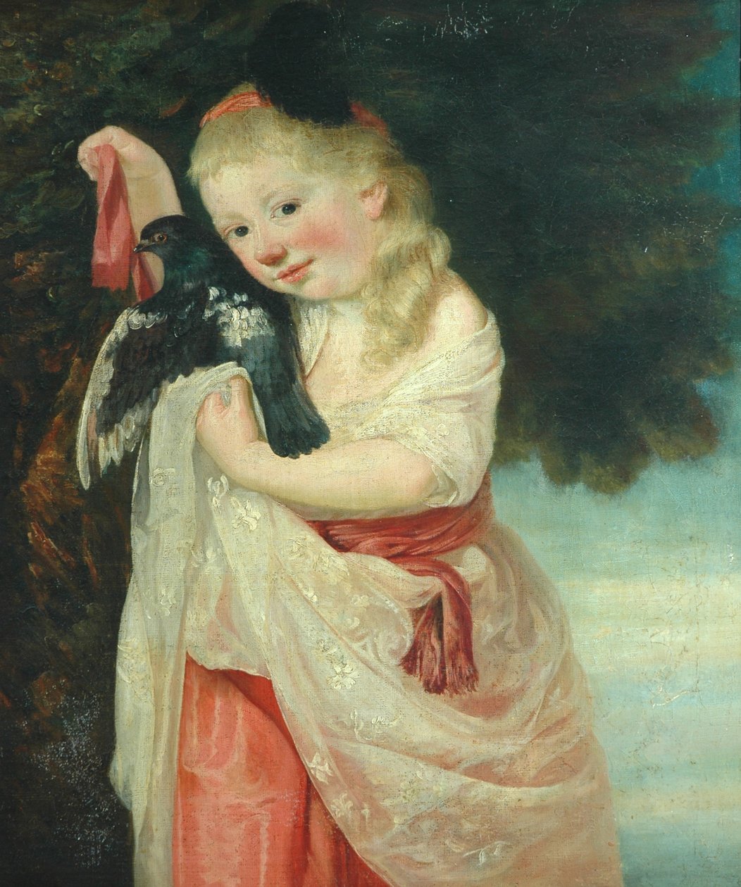 Flicka med en fågel av John Hoppner