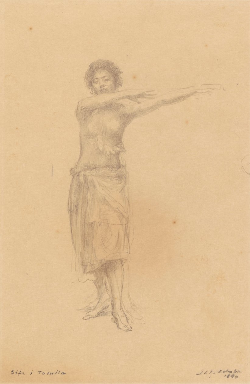 Taupo dansar den stående Siva, Samoa av John La Farge