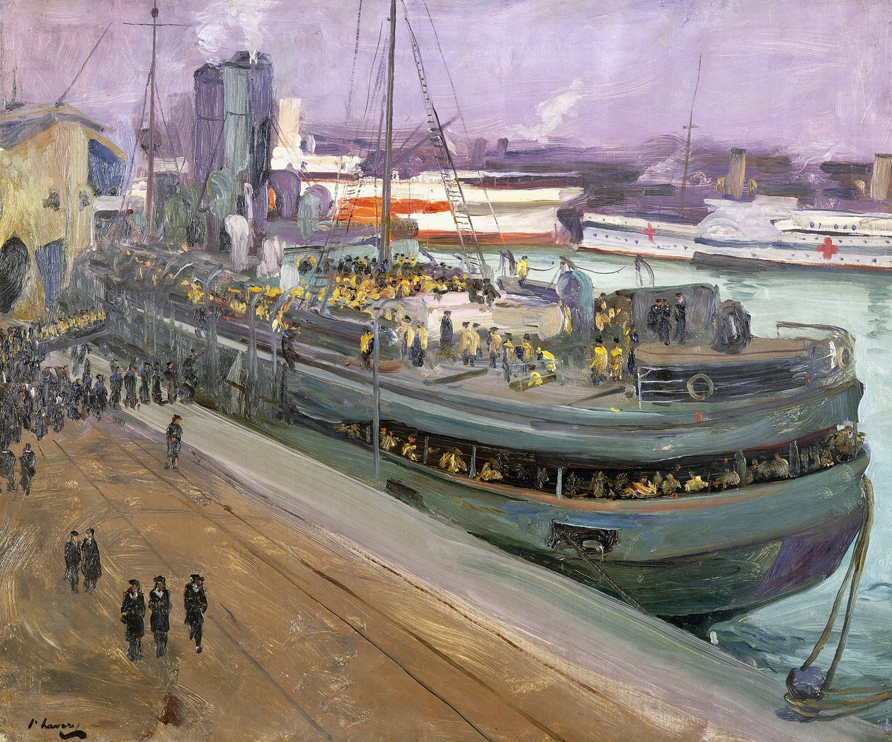 Naval Ratings Embarking, Southampton av John Lavery