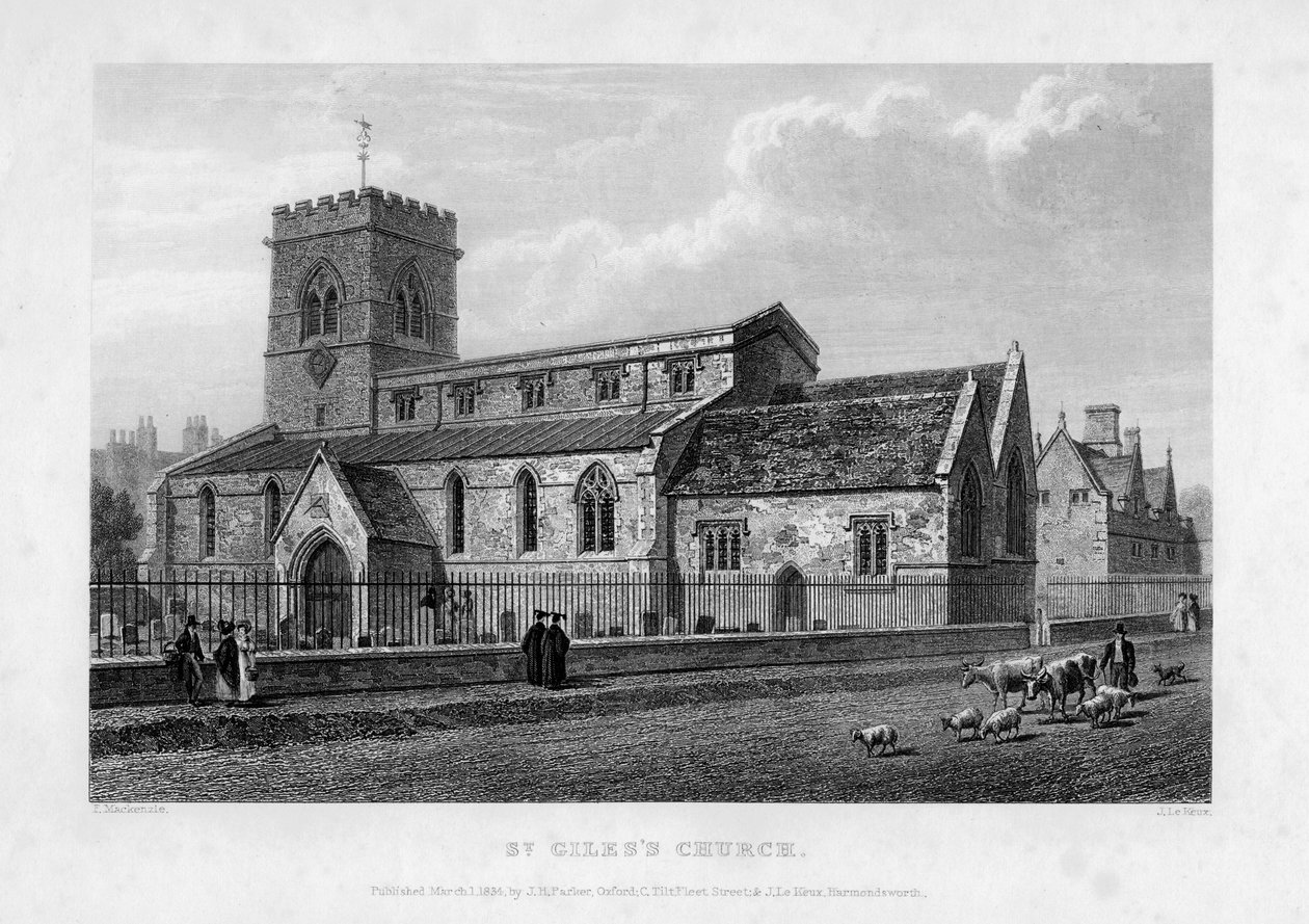 St Giles Church, Oxford, 1834. av John Le Keux