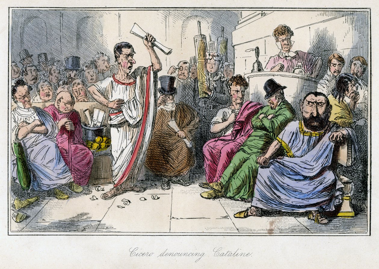 Cicero fördömer Cataline, 1850-talet. av John Leech