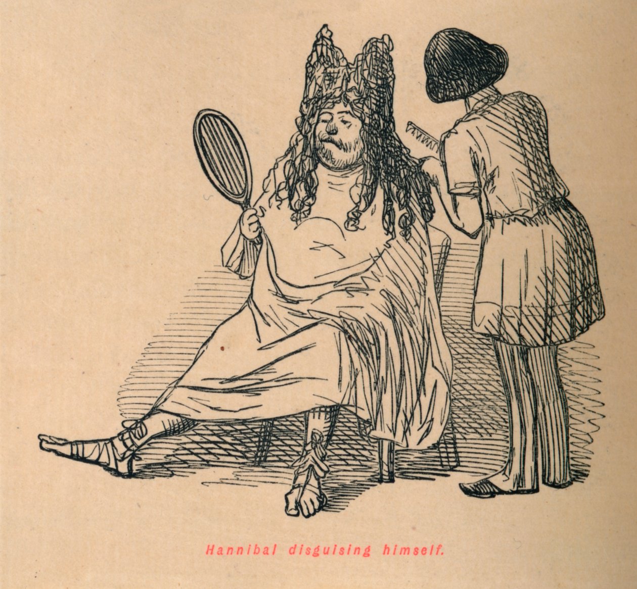 Hannibal maskerar sig, 1852 av John Leech