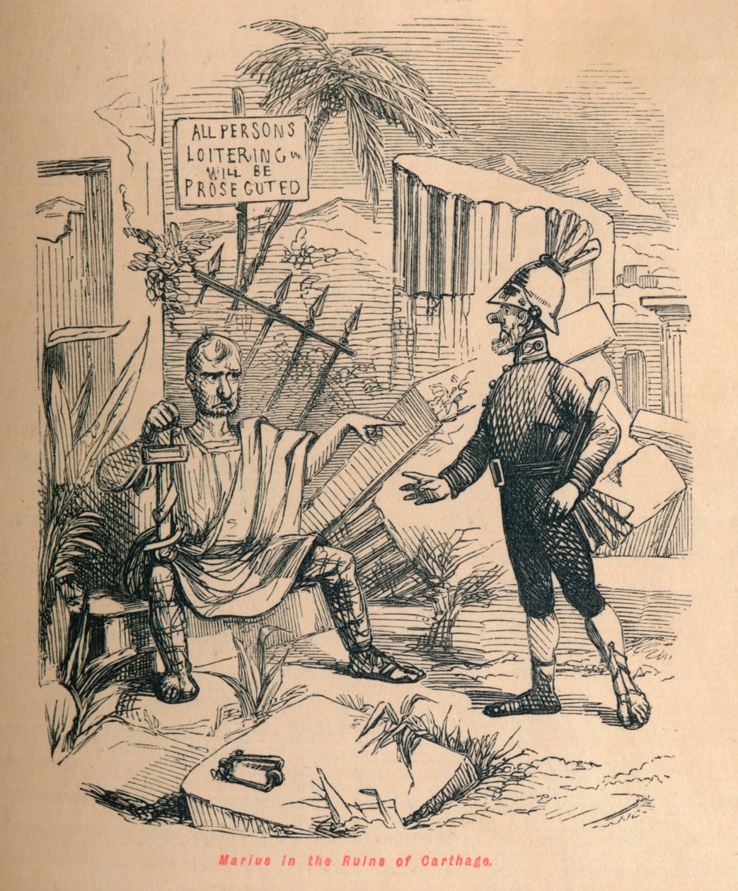 Marius i ruinerna av Kartago, 1852 av John Leech